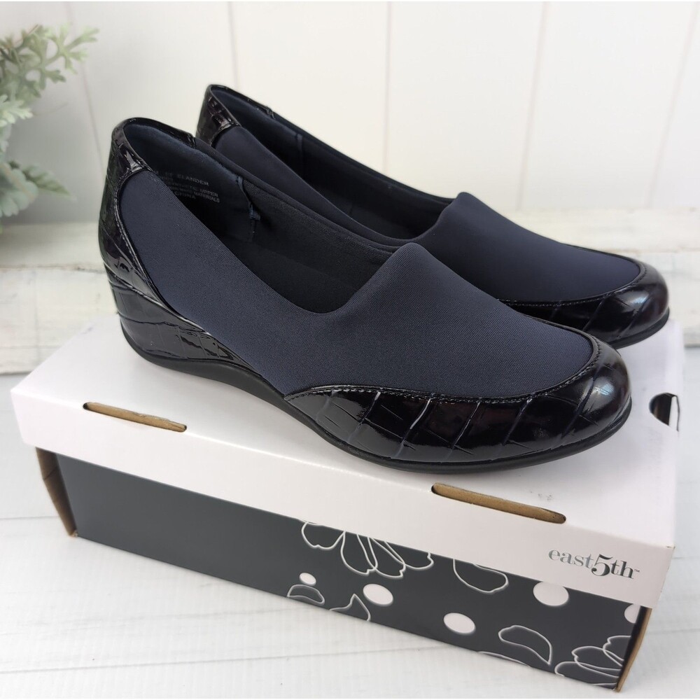 East 5th Elander Women's Navy Knit Croc Moc Toe Slip On Shoe Size 7.5 M